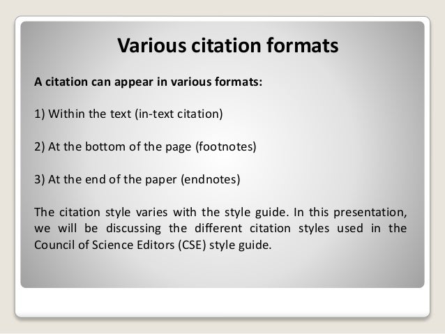 citation styles in council of science editors style guide cse scientific style and format