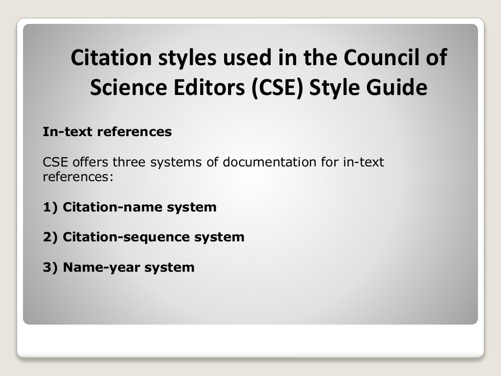 Citation styles in Council of Science Editors style guide