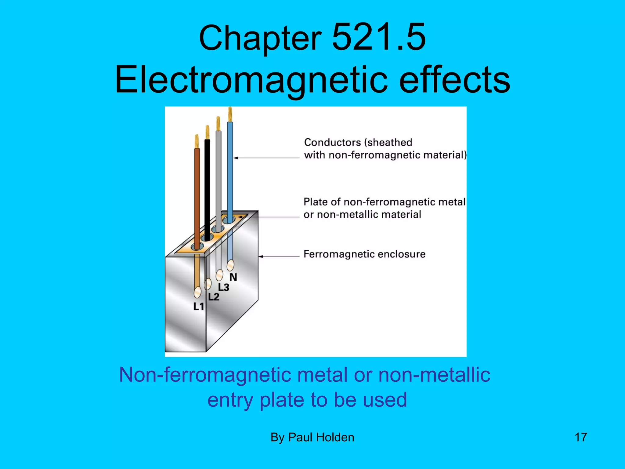 Chapter  521.5 Electromagnetic effects Non-ferromagnetic metal or non-metallic  entry plate to be used 
