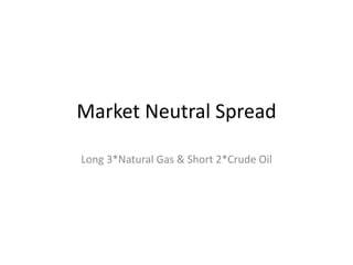 Market Neutral Spread
Long 3*Natural Gas & Short 2*Crude Oil

 