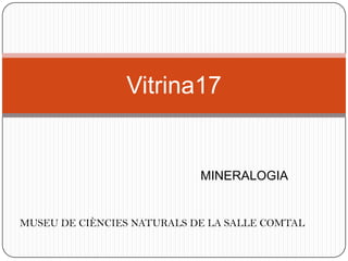 MINERALOGIA
Vitrina17
MUSEU DE CIÈNCIES NATURALS DE LA SALLE COMTAL
 