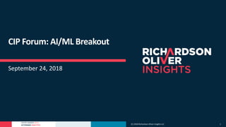 PATENT MARKET DATA
ACTIONABLE ANALYTICS
CIP Forum: AI/ML Breakout
September 24, 2018
(C) 2018 Richardson Oliver Insights LLC 1
 
