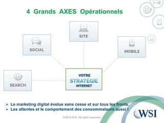 4 Grands AXES Opérationnels 
 Le marketing digital évolue sans cesse et sur tous les fronts. 
 Les attentes et le comportement des consommateurs aussi ! 
©2014 WSI. All rights reserved. 
 