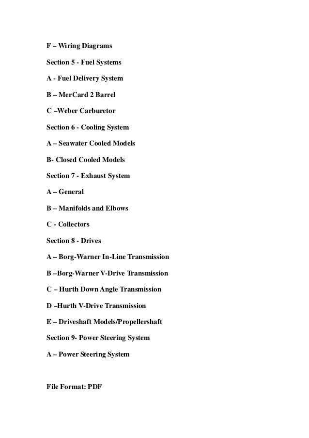 Mercury Mercruiser Marine Engines #15 GM V-8 Cylinder Service Repair