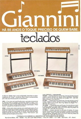 Catálogo Giannini Teclados 1978 (FKT e KP)