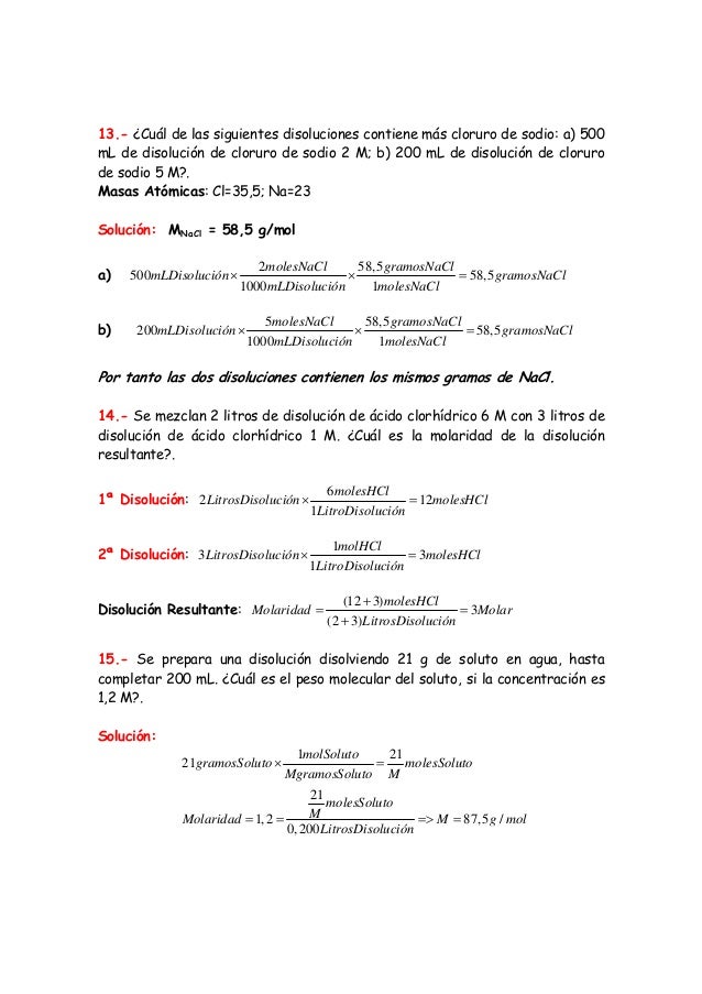 Problemas Resueltos De Disoluciones Problemas Resueltos De Disoluciones