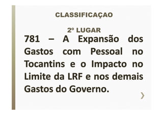 CLASSIFICAÇAO 
2º LUGAR 
 