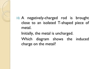 
Positively Sphere
 Electrons are repelled
to the Earth by the rod
through earthing
 