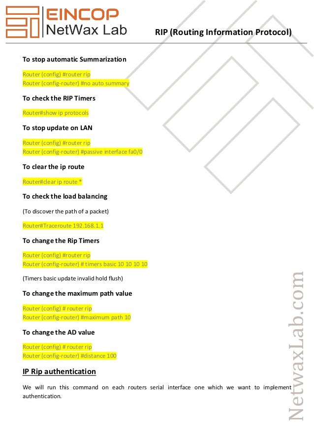 RIP (routing information protocol)