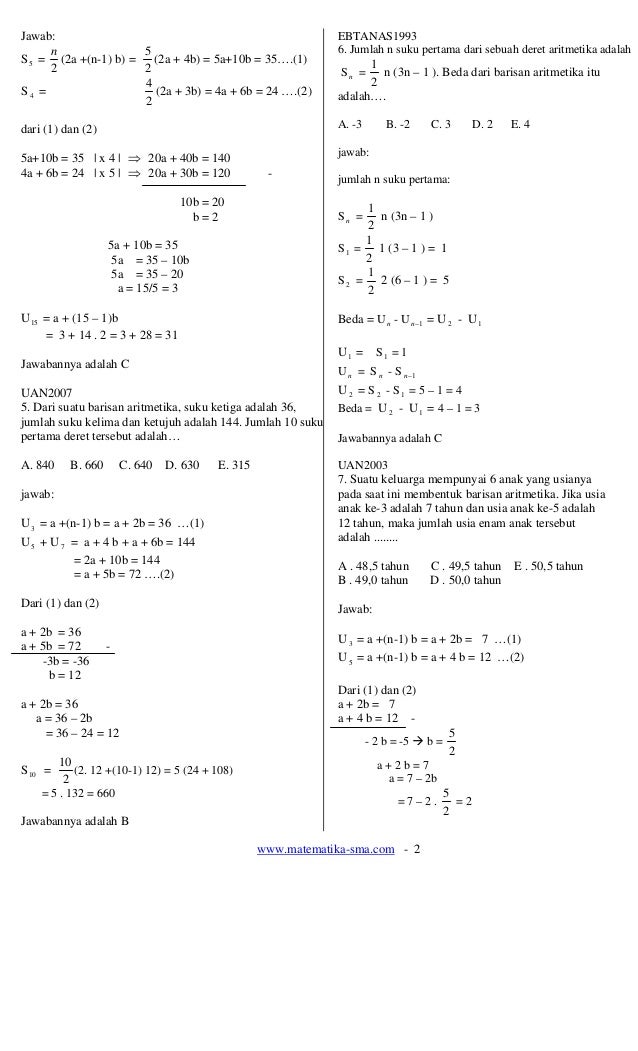 18 Soal Soal Notasi Sigma Barisan Deret Dan Induksi Matematika