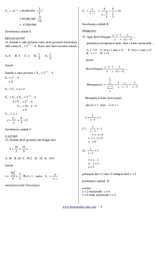 18 Soal Soal Notasi Sigma Barisan Deret Dan Induksi Matematika