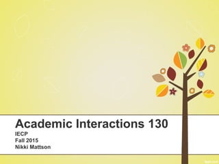 Academic Interactions 130
IECP
Fall 2015
Nikki Mattson
 