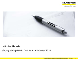30.11.2015CFM-hai-scka/kfy / Update of facility management information / 1
Kärcher Russia
Facility Management: Data as at 16 October, 2015
 