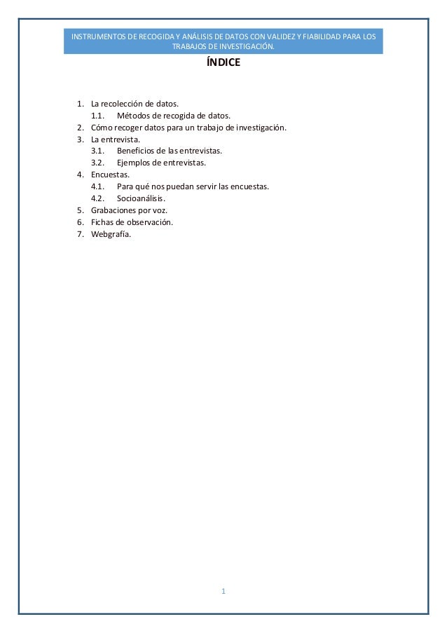 Recogida de datos investigacion