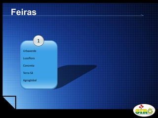 LOGO
Feiras
1
Urbaverde
Lusoflora
Concreta
Terra Sã
Agroglobal
 
