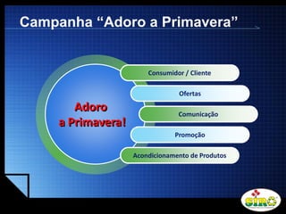 LOGO
Campanha “Adoro a Primavera”
Consumidor / Cliente
Ofertas
Comunicação
Promoção
Acondicionamento de Produtos
Adoro
a Primavera!
 