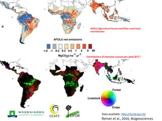 AFOLU (Agriculture Forests and Other Land Uses)
net emissions
Contribution of emission sources per pixel (0.5°)
Roman et al., 2016, Biogeosciences
Data available: http://lucid.wur.nl/
 