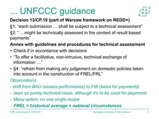 ... UNFCCC guidance
Decision 13/CP.19 (part of Warsaw framework on REDD+)
§1: “each submission … shall be subject to a tec...