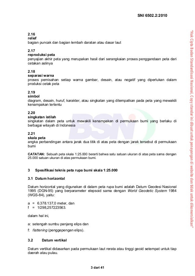 18 sni 65022 2010 spesifikasi penyajian peta rupa bumi 25000 1 7 638