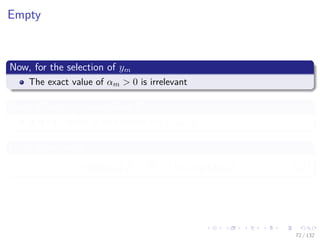 Images/cinvestav-
Empty
Now, for the selection of ym
The exact value of αm > 0 is irrelevant
Since a ﬁxed αm minimizing E
It is equivalent to minimizing exp {αm} E
Or in other words
exp {αm} E = Wc + We exp {2αm} (17)
72 / 132
 