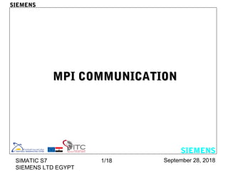 September 28, 2018SIMATIC S7
SIEMENS LTD EGYPT
1/18
MPI COMMUNICATIONMPI COMMUNICATION
SIEMENS
SIEMENS
 