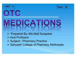  Prepared By:-Ms.Mali Sunayana
 Asst.Professor
 Subject:- Pharmacy Practice
 Sahyadri College of Pharmacy, Methwade
1
 