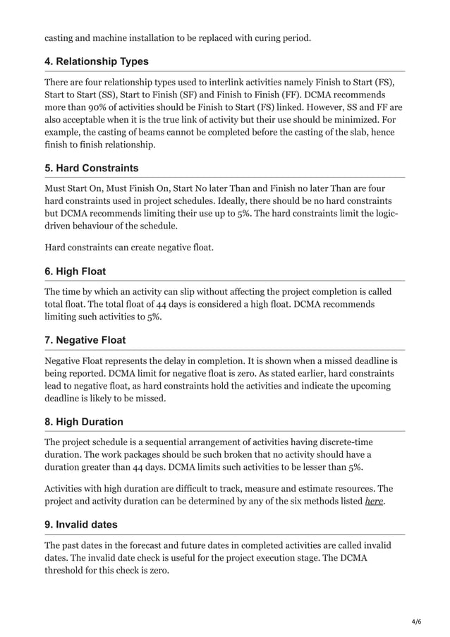 DCMA 14Point Schedule Quality Check