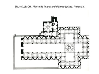 BRUNELLESCHI. Planta de la iglesia del Santo Spirito. Florencia.
 