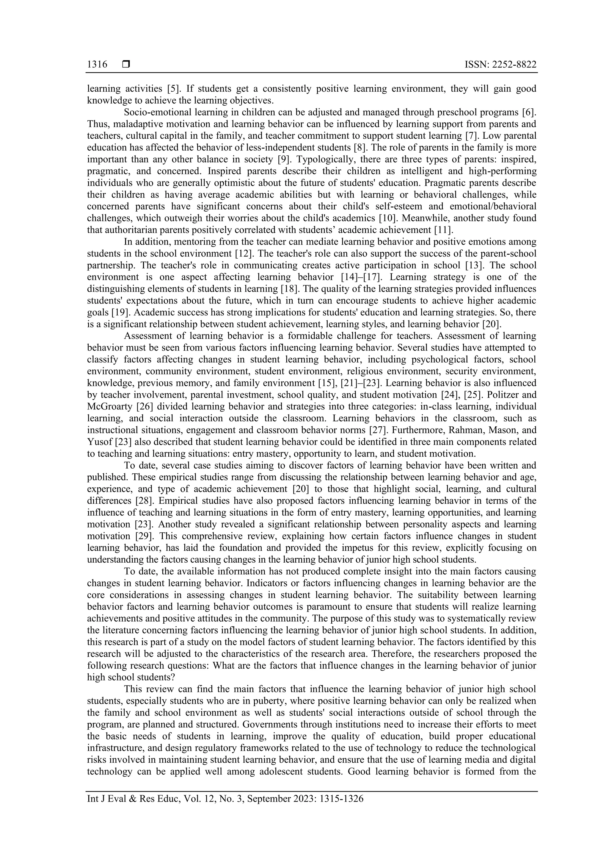 Exploration of factors affecting changes in student learning behavior ...