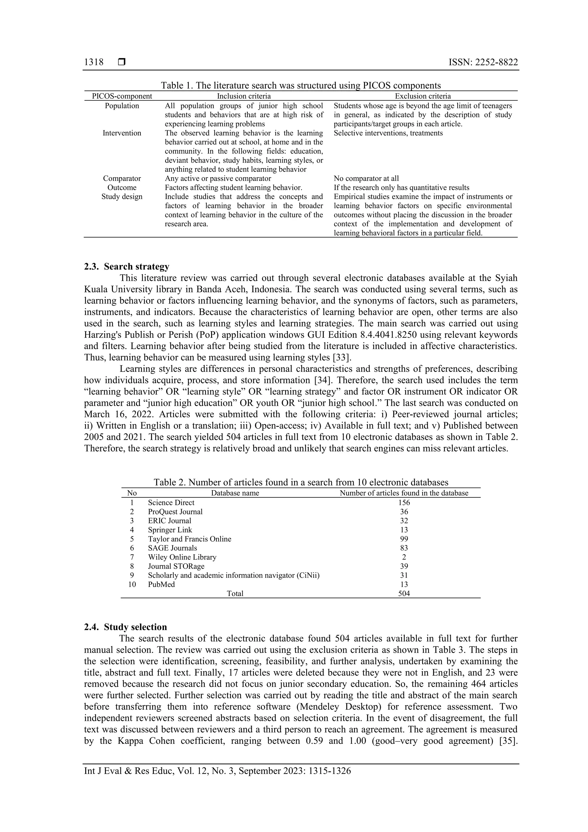 Address Comparator Exploration of factors affecting changes in student learning behavior ...