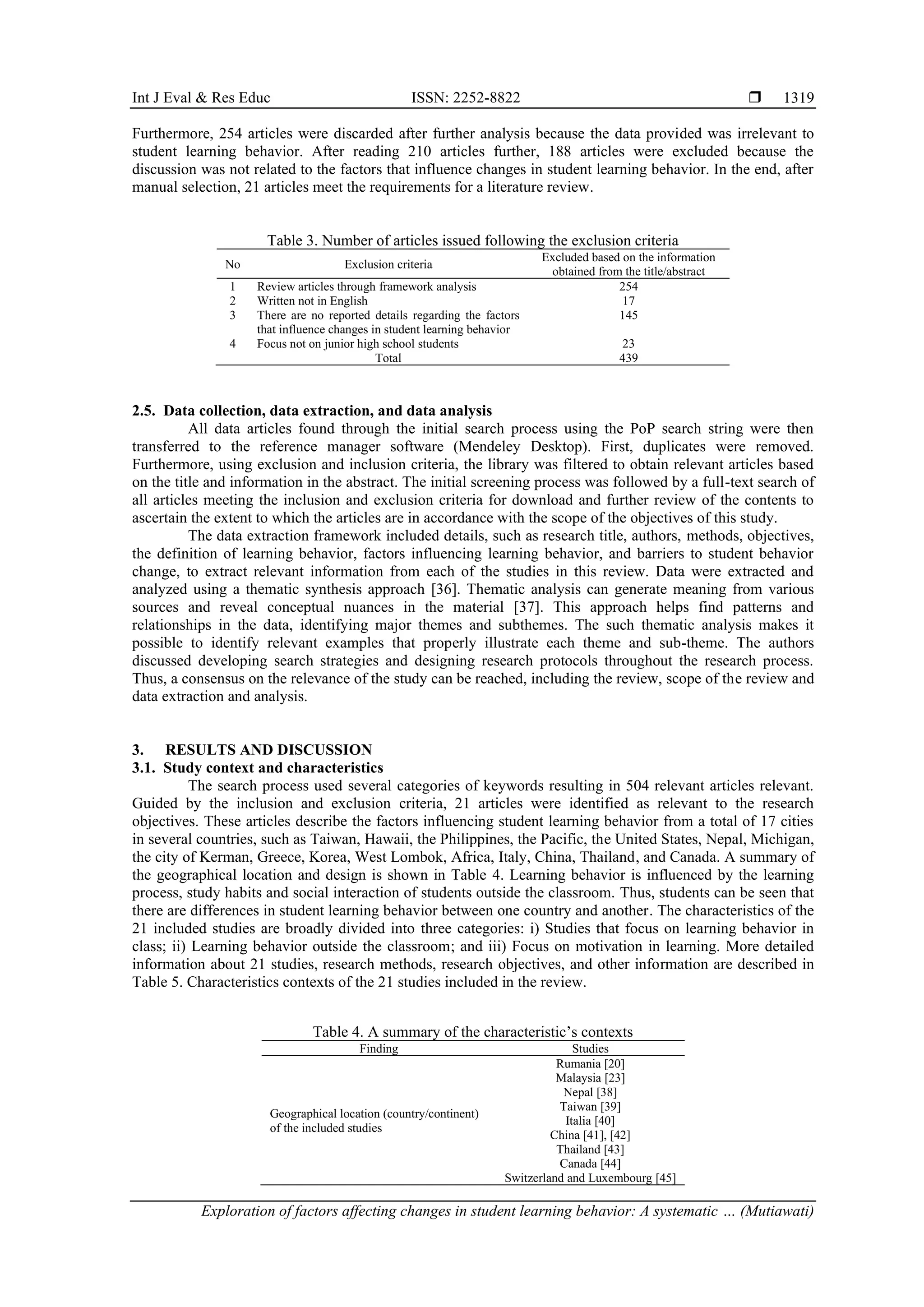 Exploration of factors affecting changes in student learning behavior ...