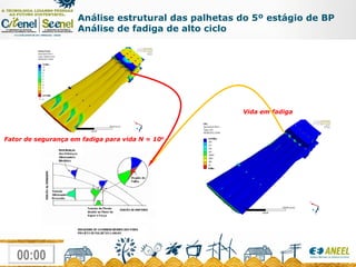 Fator de segurança em fadiga para vida N = 10 9   Análise estrutural das palhetas do 5º estágio de BP Análise de fadiga de alto ciclo Vida em fadiga 