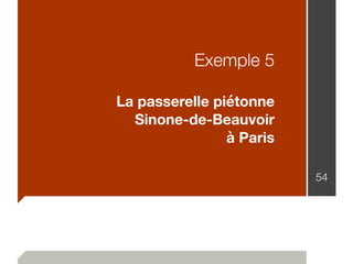 Exemple 5
La passerelle piétonne
Sinone-de-Beauvoir
à Paris
54
 