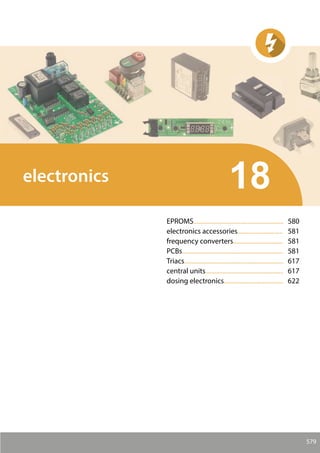 579
EPROMS.......................................................... 580
electronics accessories............................. 581
frequency converters................................ 581
PCBs................................................................. 581
Triacs................................................................ 617
central units.................................................. 617
dosing electronics...................................... 622
18electronics
 