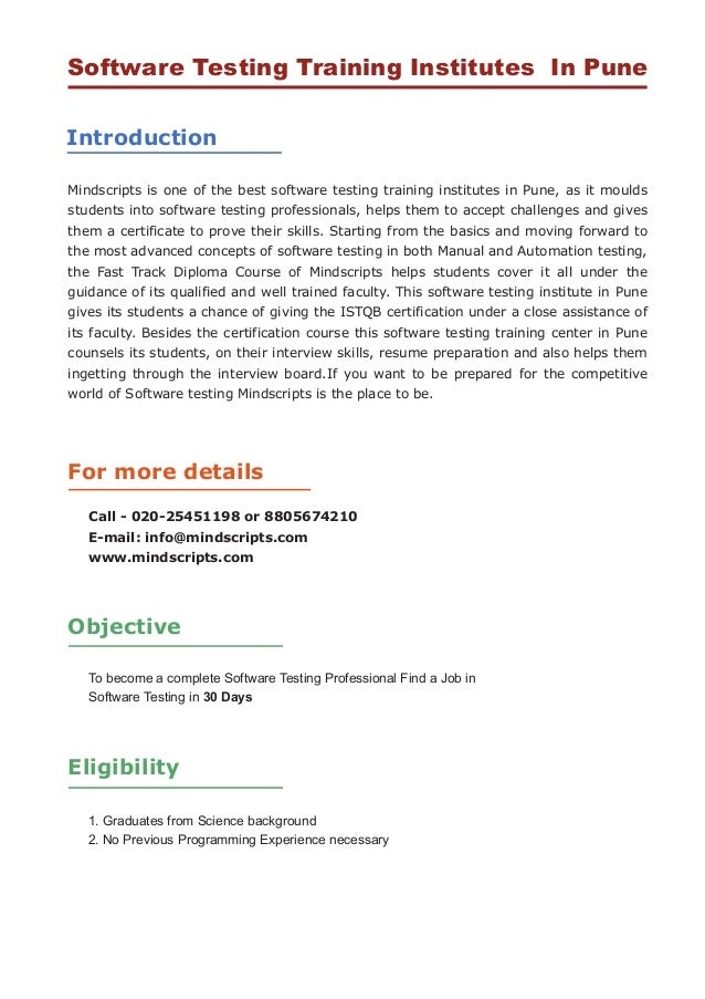 Software Testing Classes in Pune MindScripts