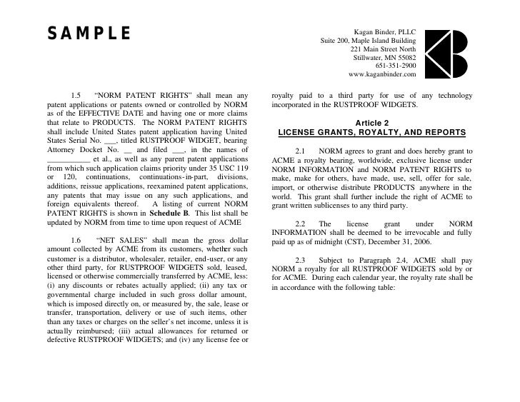 licensing agreement sample