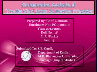 Prepared By: Gohil Namrata R.
Enrolment No.: PG13101010
Year: 2014-2015
Roll No.: 18
M.A./Part:2
Sem.:4
Submitted To: S.B. Gardi,
Department of English,
M.K. Bhavnagar University,
Bhavnagar(Gujarat-India).
 