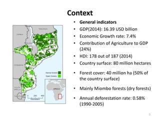 Context
• General indicators
• GDP(2014): 16.39 USD billion
• Economic Growth rate: 7.4%
• Contribution of Agriculture to ...