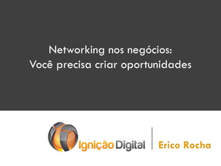 Networking nos negócios:
Você precisa criar oportunidades

Erico Rocha

 