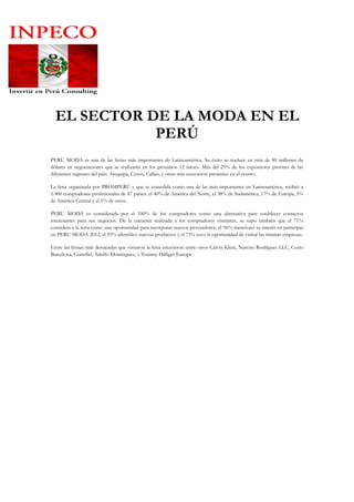PORQUE INVERTIR EN PERU EL SECTOR DE LA MODA