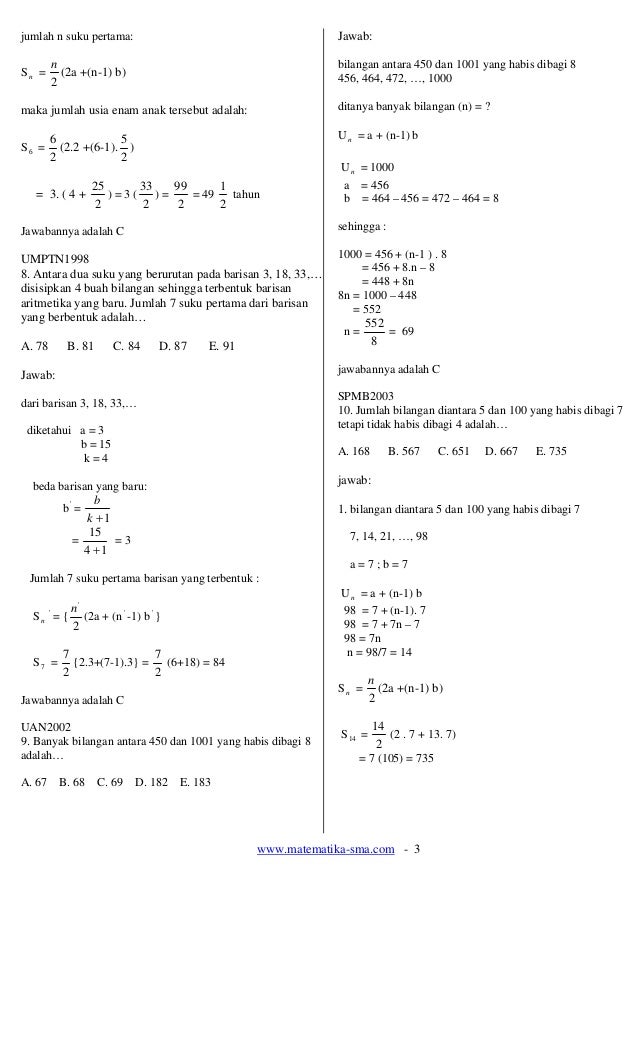 18 Soal Soal Notasi Sigma Barisan Deret Dan Induksi Matematika