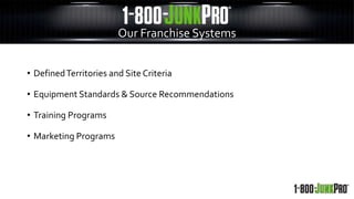 • DefinedTerritories and Site Criteria
• Equipment Standards & Source Recommendations
• Training Programs
• Marketing Programs
Our Franchise Systems
 