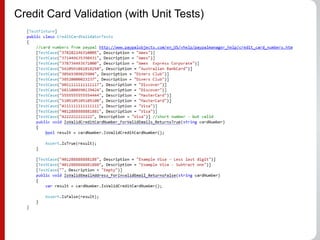 Credit Card Validation (with Unit Tests)
 