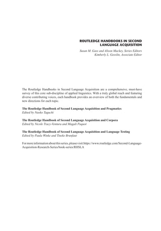 Paula Routledge The Routledge Handbook Of Second Language Acquisition And Language ...