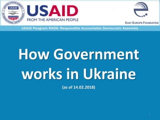 How Government
works in Ukraine
(as of 14.02.2018)
1
 