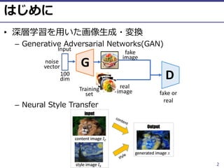 ⓒ 2018 UEC Tokyo.
• A
– ( ( ( ( (
– ( ( )(
2
Input
noise
vector
fake or
real
D
G
100
dim
Training
set
fake
image
real
image
 