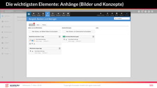 Die wichtigsten Elemente: Anhänge (Bilder und Konzepte)
Mittwoch, 7. März 2018 Copyright Scompler GmbH (all rights reserved) 101
 