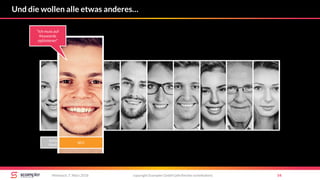 Social
Media
Und die wollen alle etwas anderes…
copyright Scompler GmbH (alle Rechte vorbehalten) 54Mittwoch, 7. März 2018
SEO
“Ich muss auf
Keywords
optimieren”
 