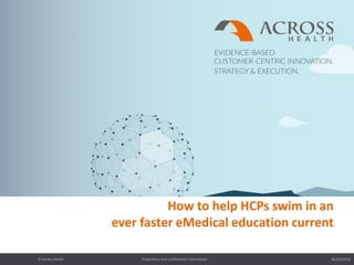 08/03/2018Proprietary and Confidential Information© Across Health1
How to help HCPs swim in an
ever faster eMedical education current
 