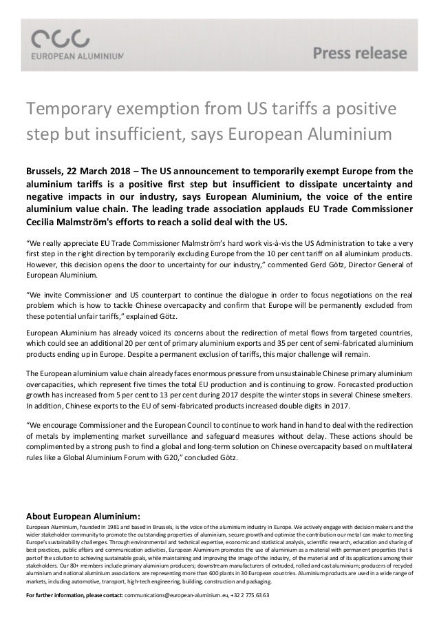 Temporary Exemption From Us Tariffs A Positive Step But Insufficient Temporary Exemption From Us Tariffs A Positive Step But Insufficient